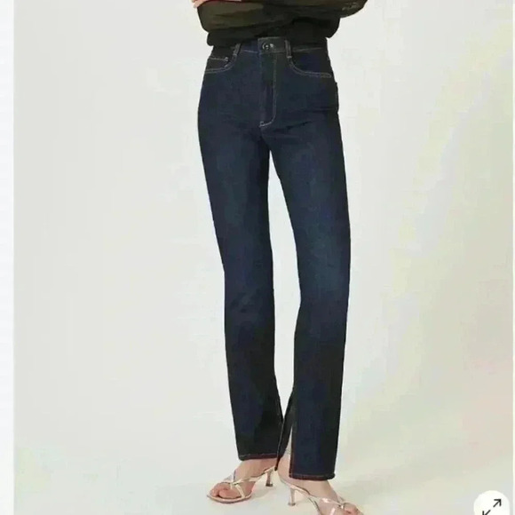 NWT x Anthropologie Pilcro The Split Straight Jeans in Denim Dark sz 27 - Picture 1 of 9